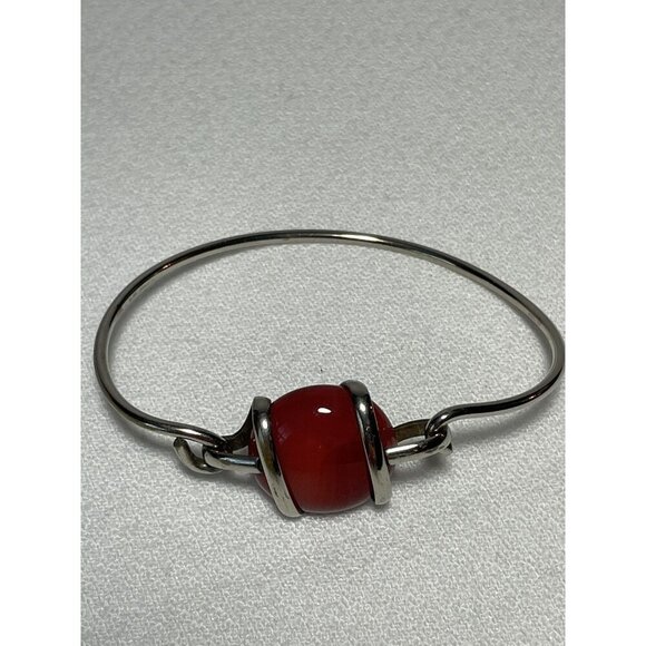 Vtg Silver Wrapped Wire Green Copper Black White Glass Bangle Bracelets 4 in lot - Picture 2 of 8